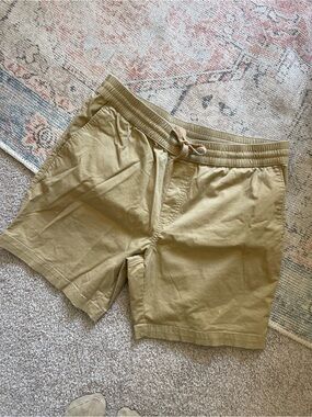 Frank and Oak Men's khaki Drawstring Cotton Canvas Shorts